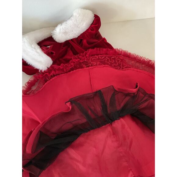 Jona Michelle Red Velvet Christmas Dress 24M/2T Fur Collar & Sequins - Picture 3 of 8